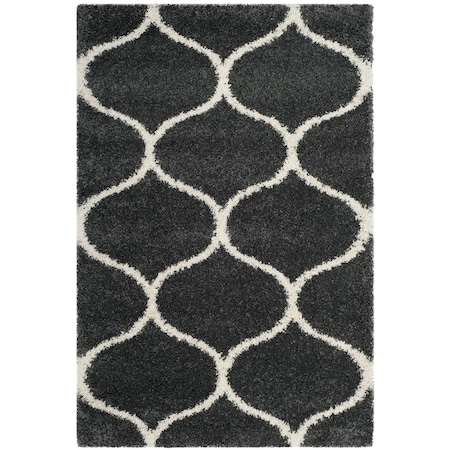 Flowers First 3 x 5 ft. Hudson Shag Power Loomed Rug; Dark Grey & Ivory - Small Rectangle FL1881764
